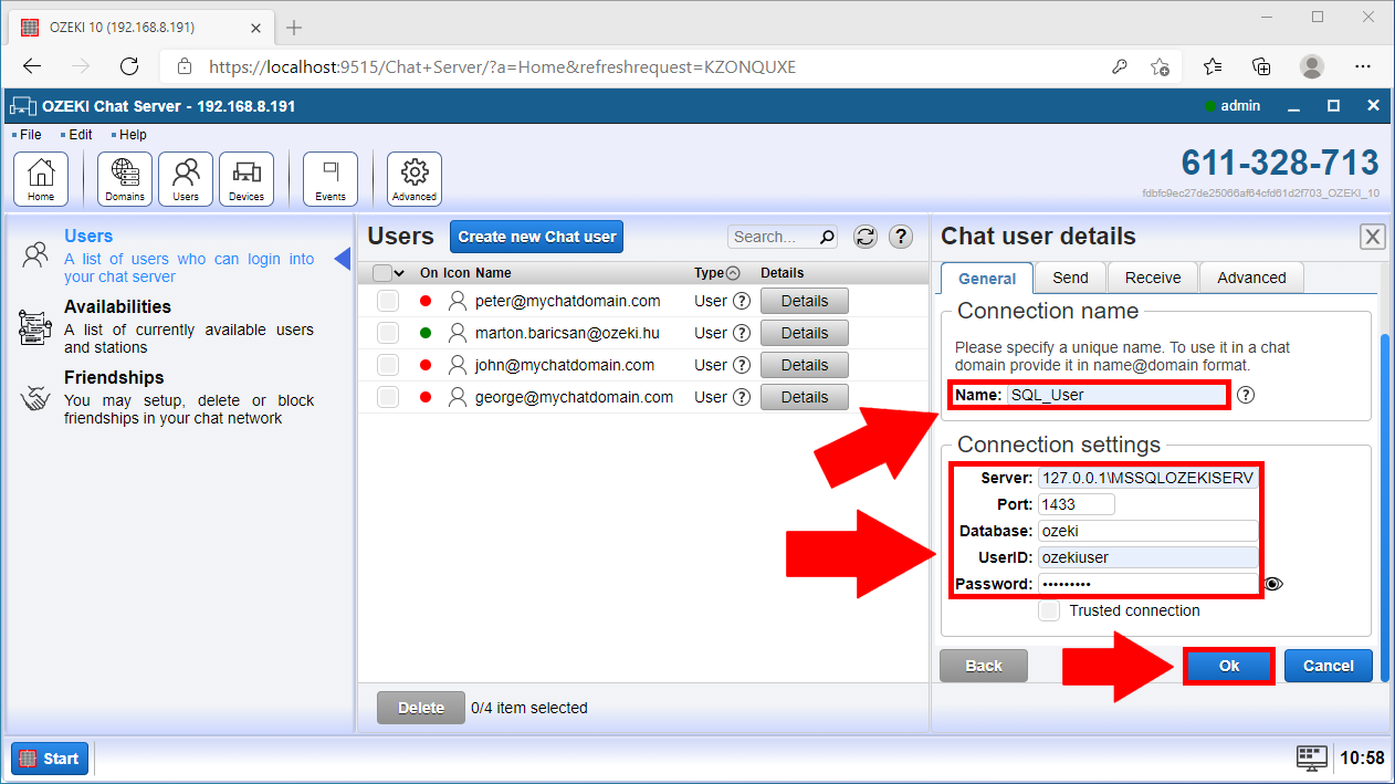 define ms sql database connection