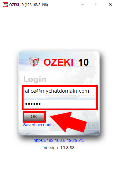the login window