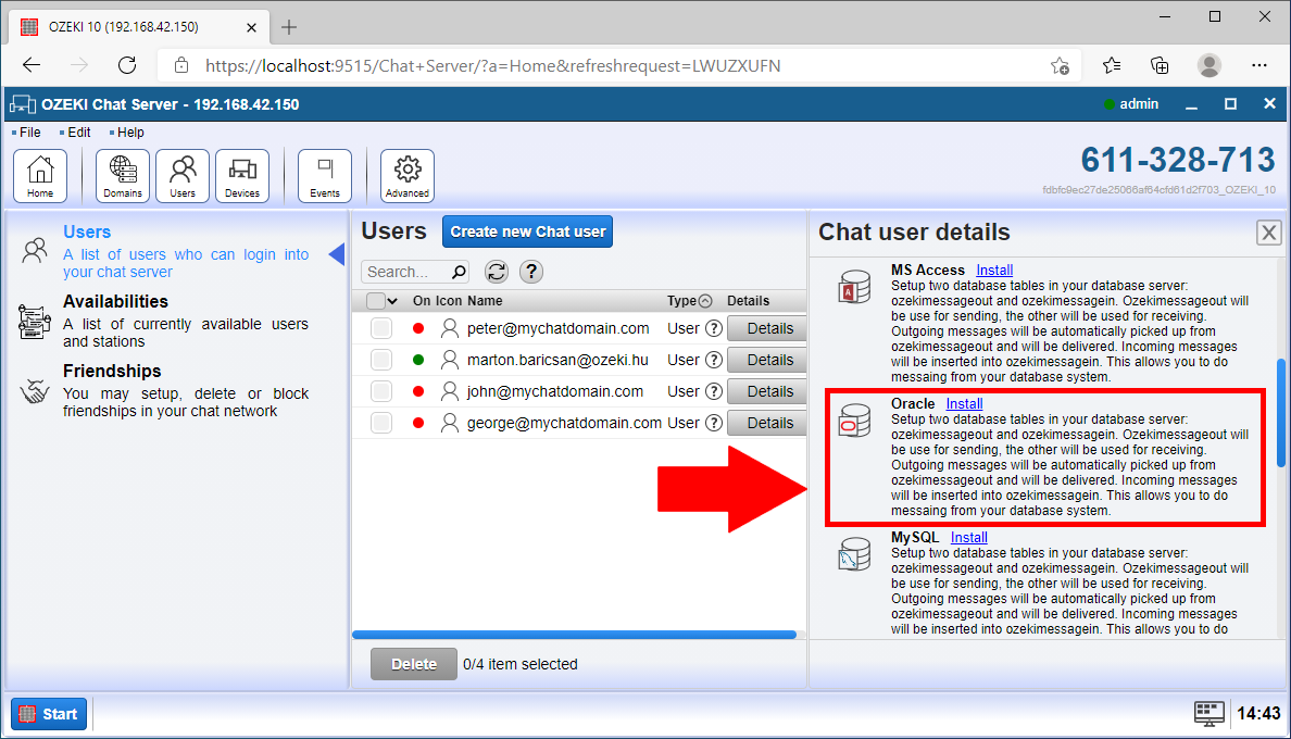 click on install button of oracle connection