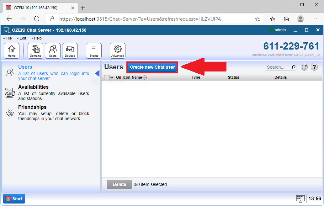 create new chat user