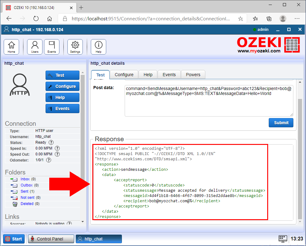 successfull response received