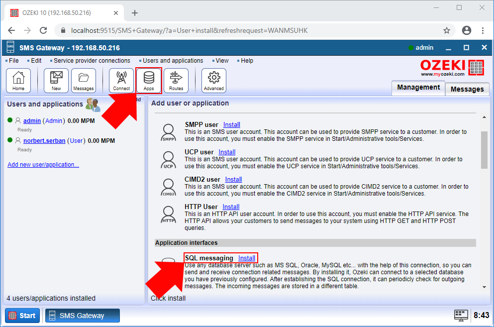 how to create a sql messaging application