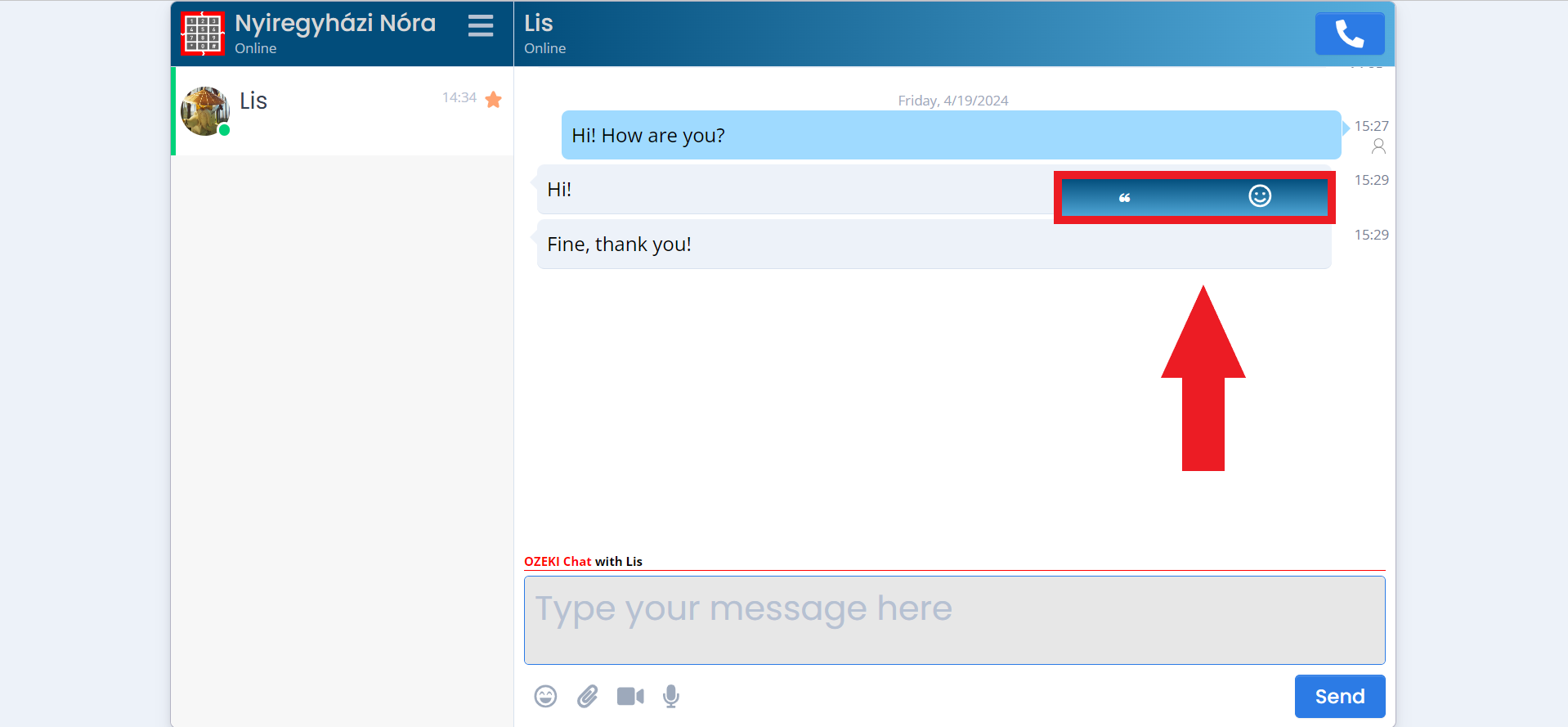 options with received messages