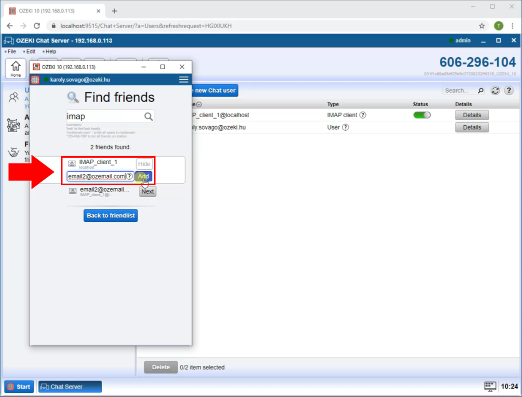 add e-mail address as friend